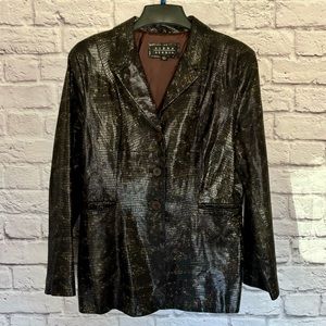Sienna Studios Snake Skin Print Vintage 90s Leather Blazer